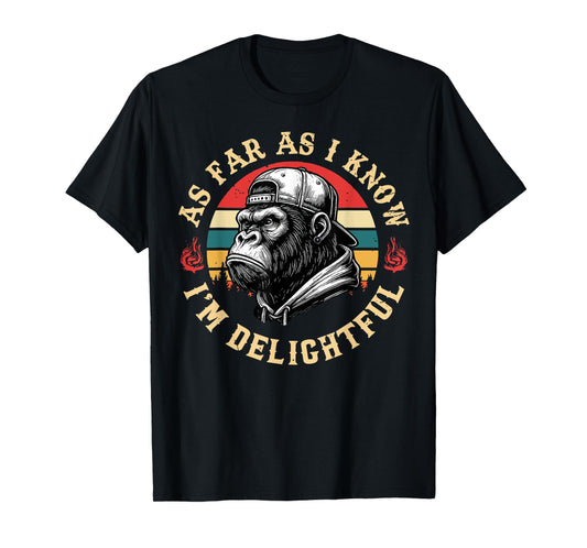 As Far As I Know I'm Delightful Funny Monkey Men Vintage T-Shirt