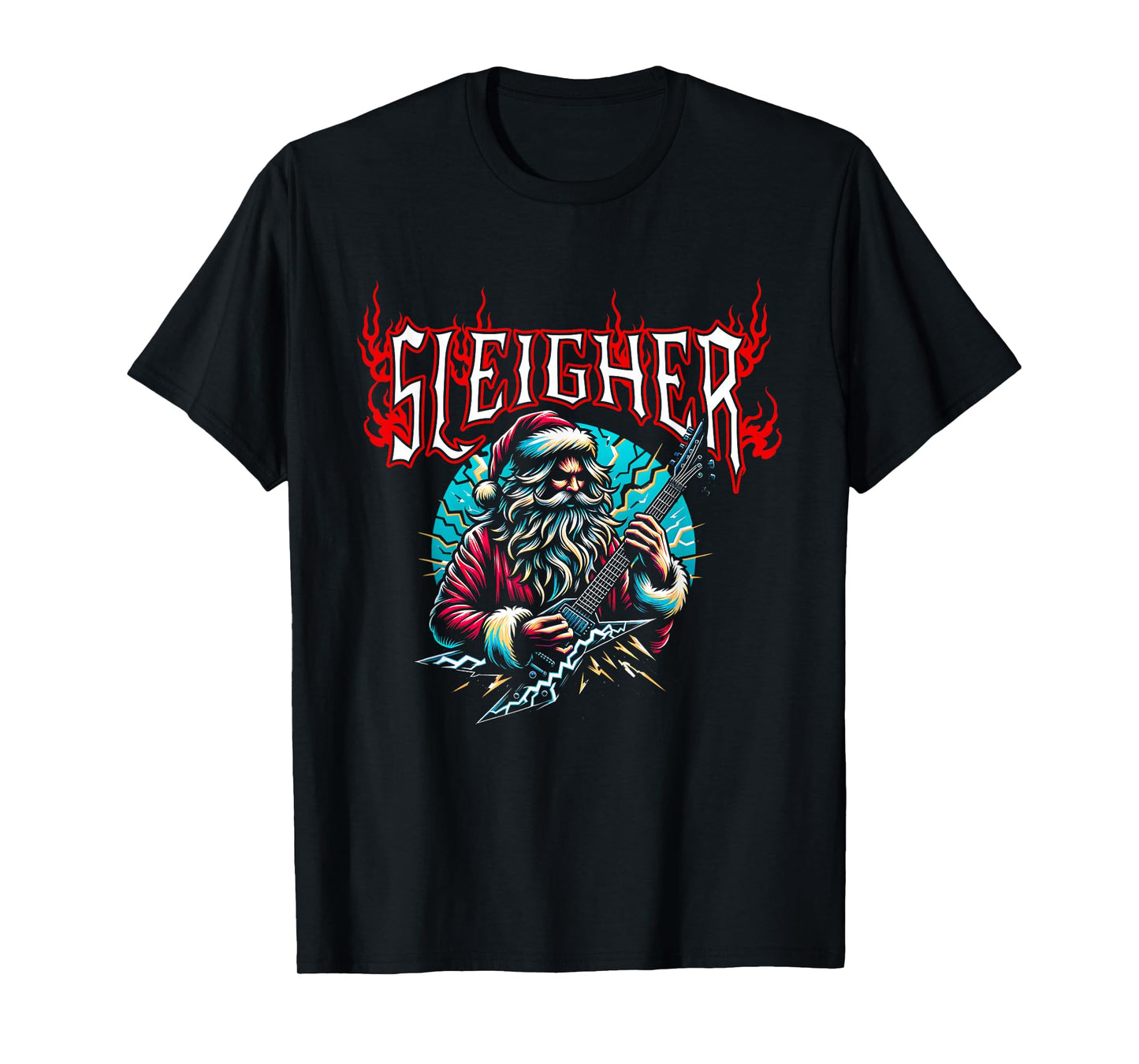 Sleigher Santa Funny Christmas Heavy Metal Music Men Women T-Shirt