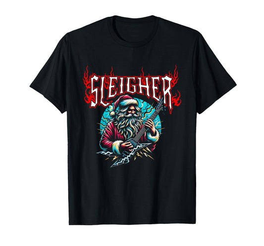 Sleigher Santa Funny Christmas Heavy Metal Music Men Women T-Shirt