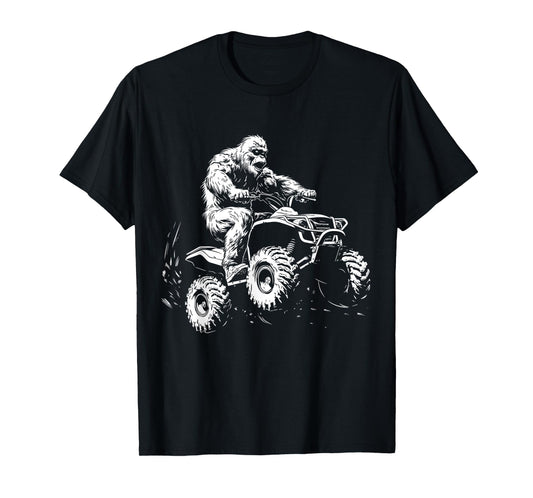 ATV 4 Wheeler Quad Bigfoot Sasquatch Funny T-Shirt