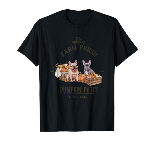 Pumpkin Patch French Bulldog The Original Farm Fresh Fall T-Shirt for Men Women Kids