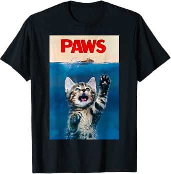 PAWS Funny Cat parody cat Lover Gift Kitten Shark Mouse meow T-Shirt