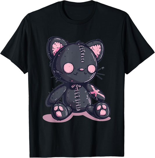 Goth Pastel Cute Creepy Kawaii Cat Kitten Voodoo Doll T-Shirt