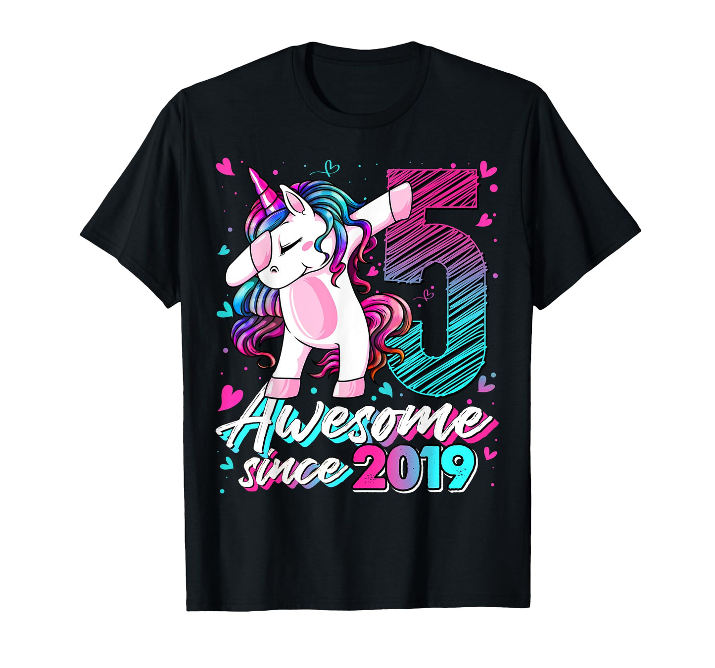 5 Years Old Flossing Unicorn Gifts 5th Birthday Girl Party T-Shirt