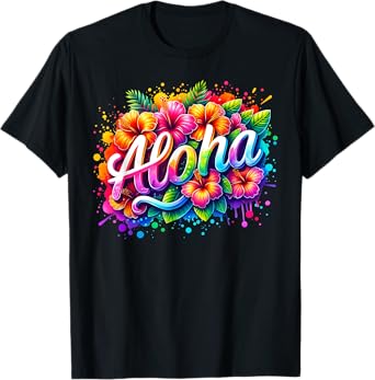 Aloha Hello Summer Hawaii Beach Summer Vacation Family Funny T-Shirt