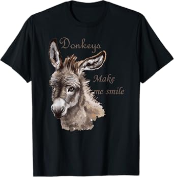 Donkeys Make Me Smile Cute Miniature DonkeyTail Lovers T-Shirt