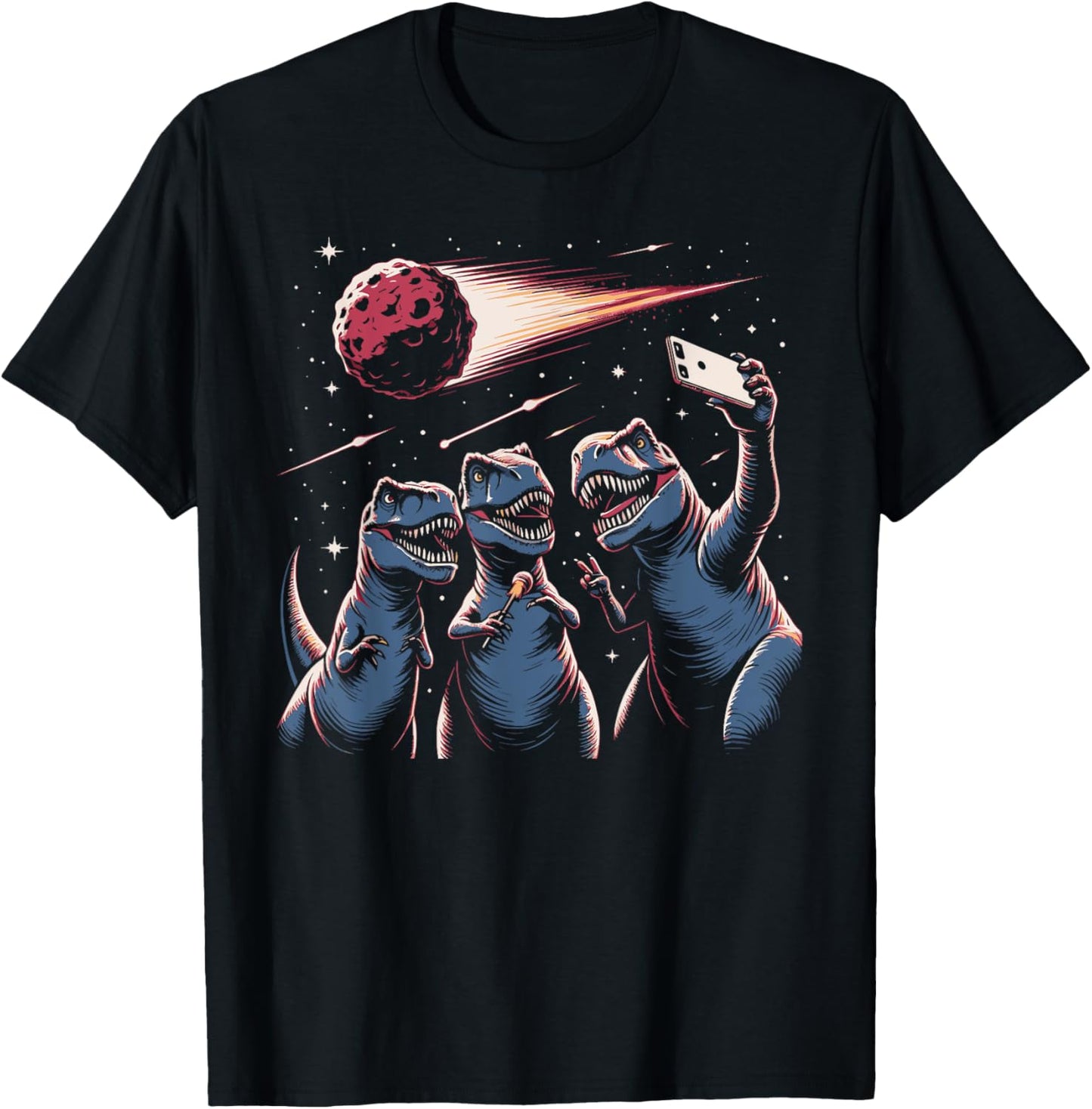 Dinosaurs T-Rex Selfie Meteor Funny Dinosaur Meme T-Shirt