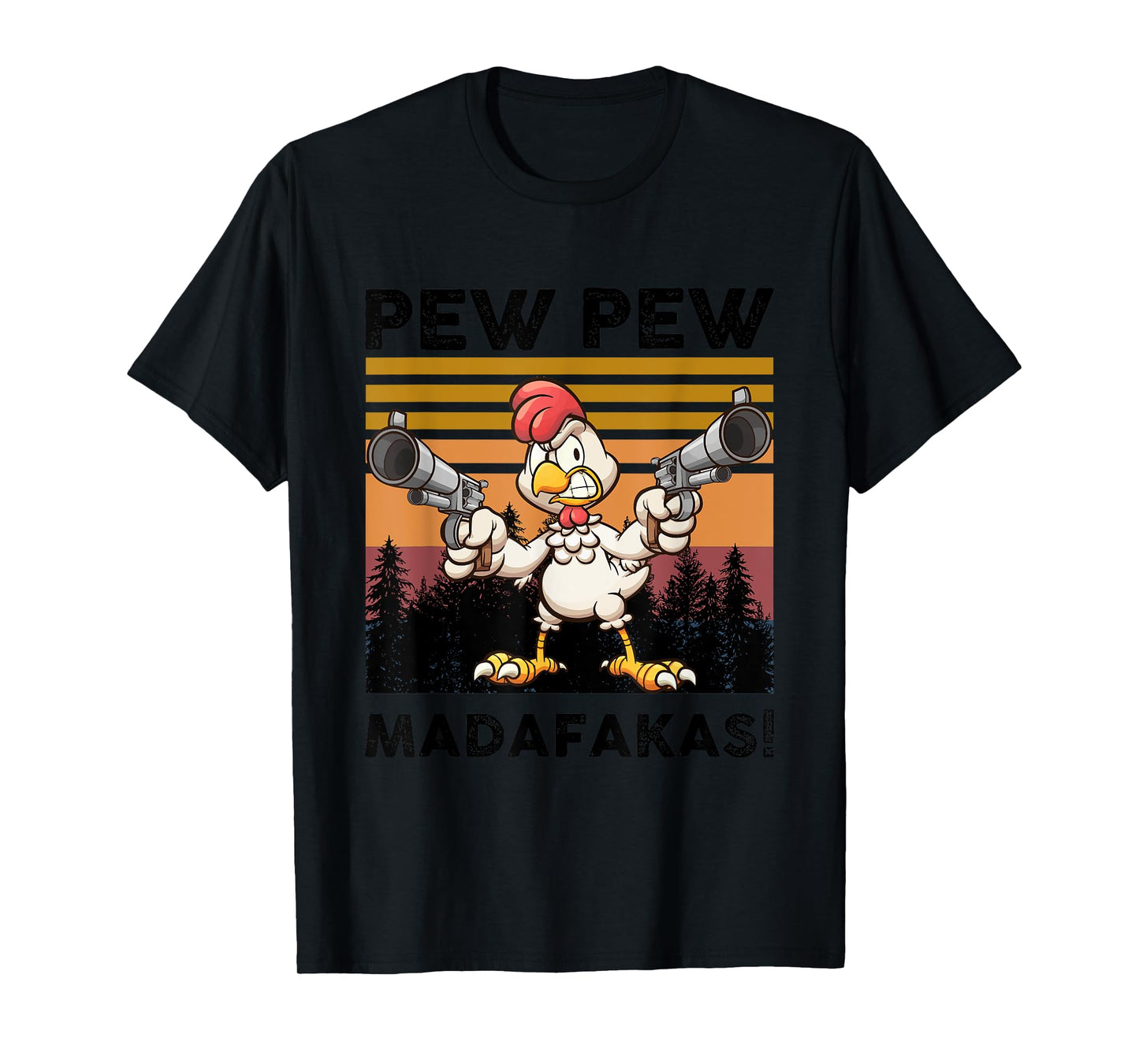 PEW Madafakas Turkey With Gun Retro Vintage Thanksgiving T-Shirt