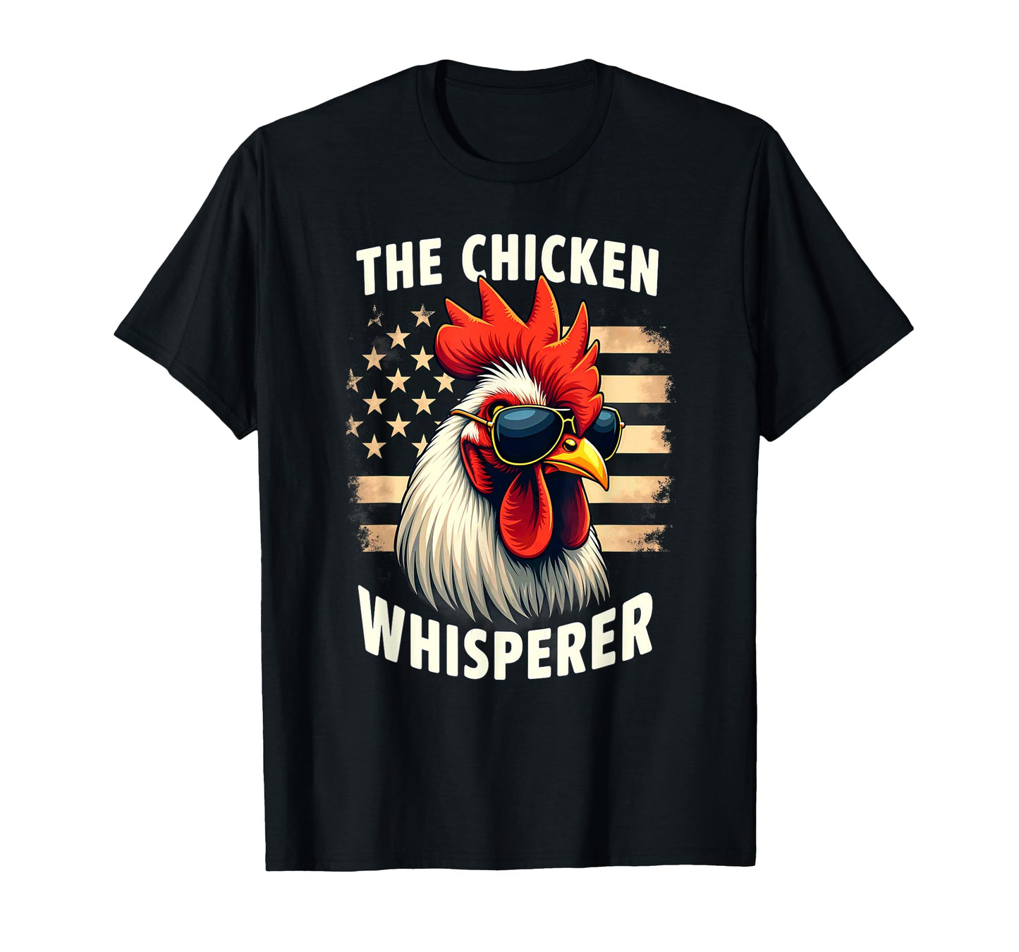 Farmer US Flag Chicken Whisperer Rooster T-Shirt