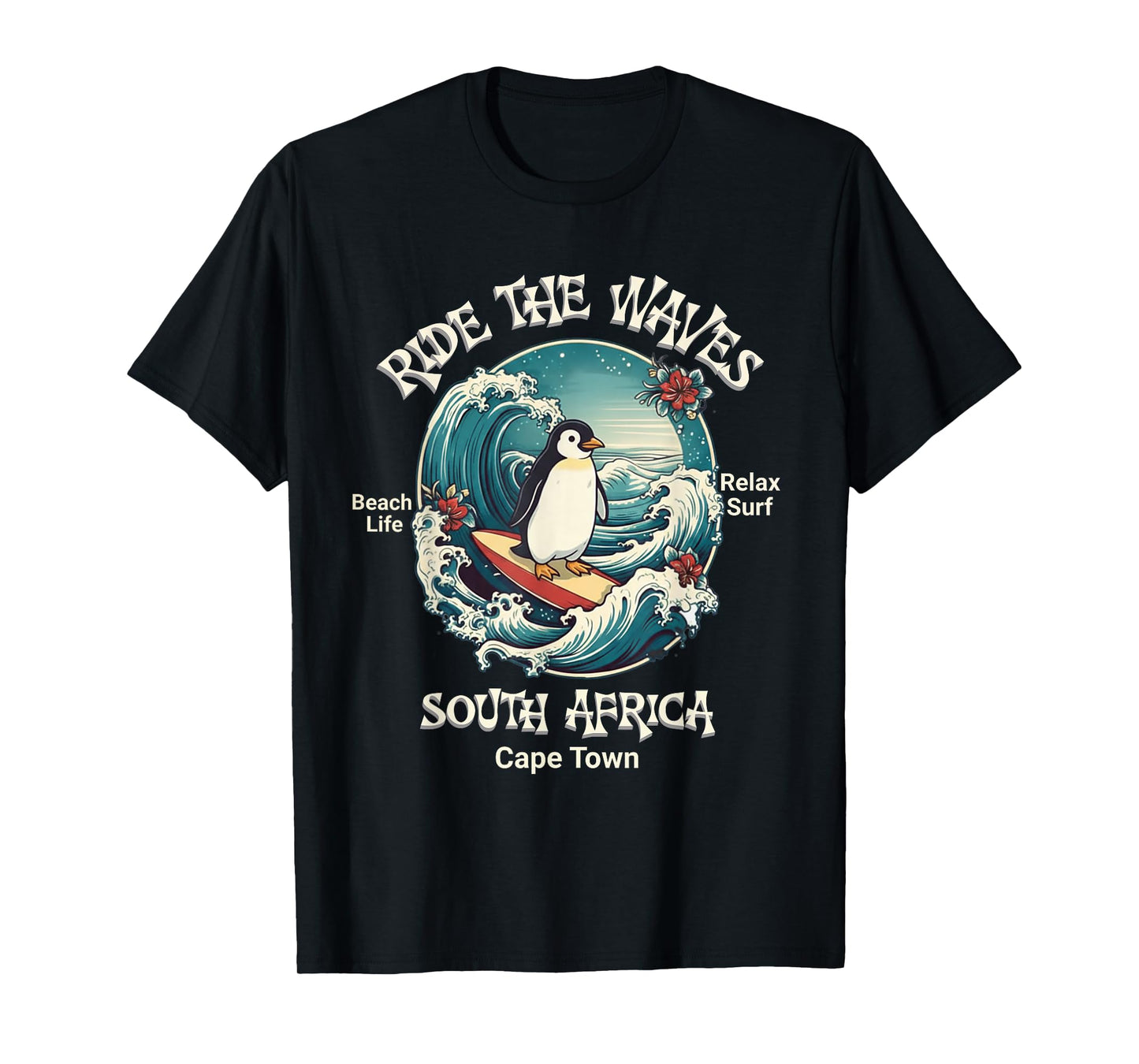Penguin Surfing Waves South Africa Cape Cod Surfs Up Fun T-Shirt