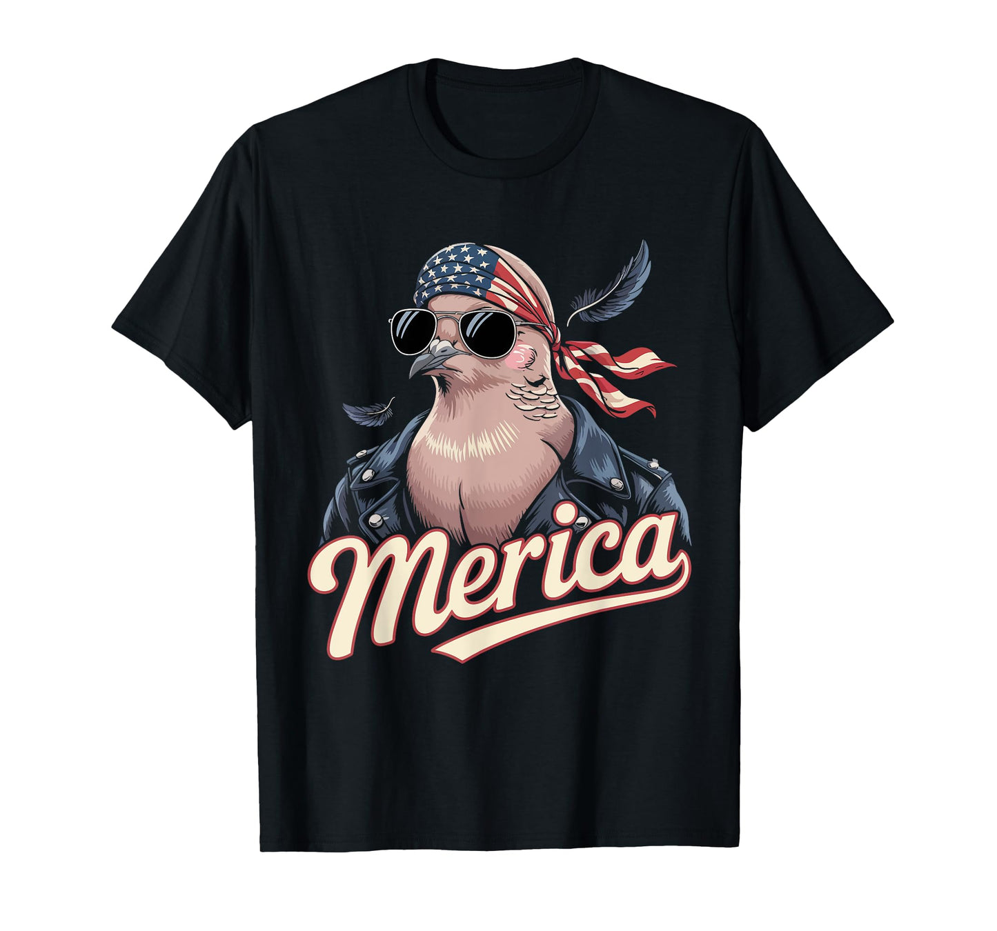 Mourning Dove Bird Lover Sunglasses USA Flag 4th of July T-Shirt