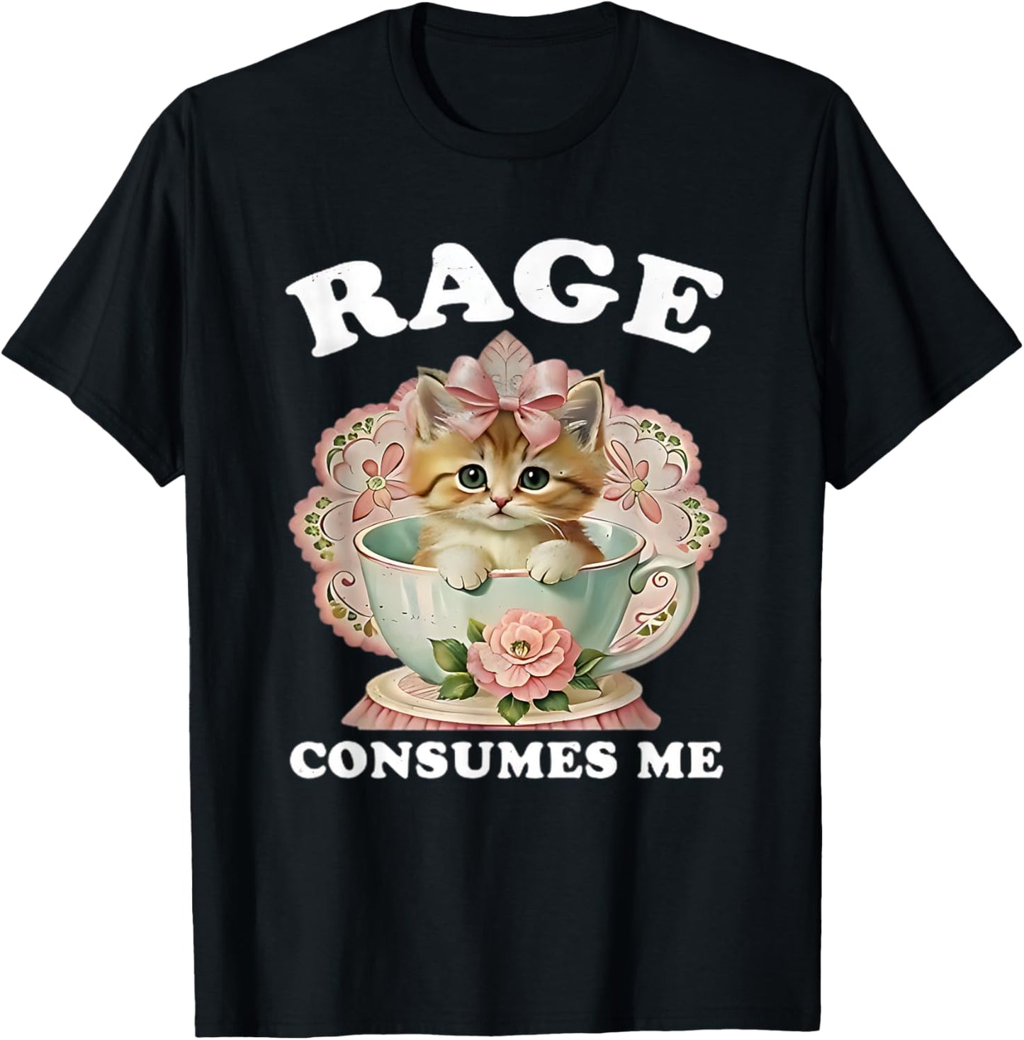 Funny Cat Vintage Rage Consumes Me Cute Cat Kitten Tees T-Shirt