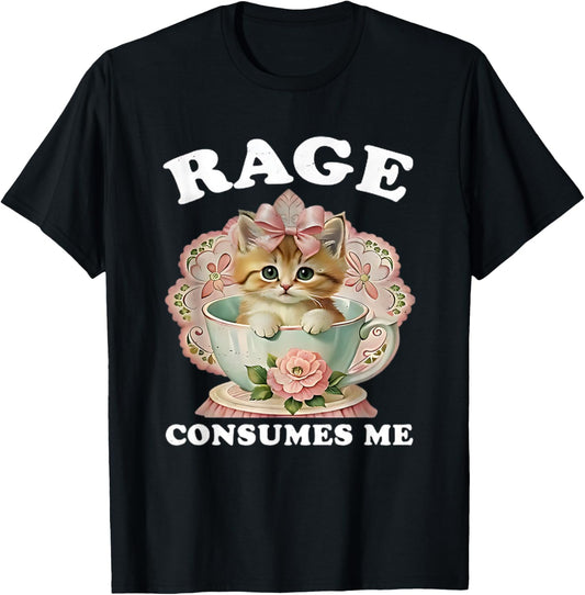 Funny Cat Vintage Rage Consumes Me Cute Cat Kitten Tees T-Shirt