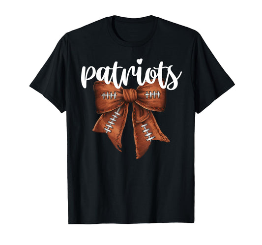 Patriots Football Bow School Spirit Team Mascot Game Night T-Shirt
