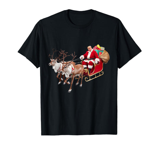 Donald Trump Santa Claus Sleigh Christmas Xmas USA President T-Shirt