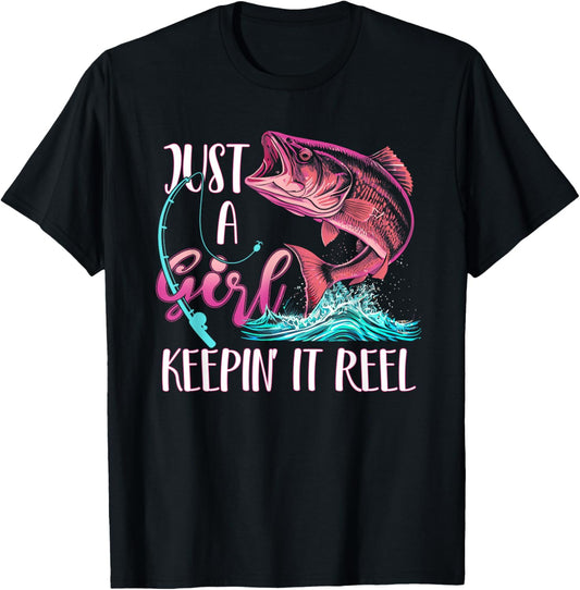Cute Fishing Funny Keeping It Reel Womens Purple Pink T-Shirt
