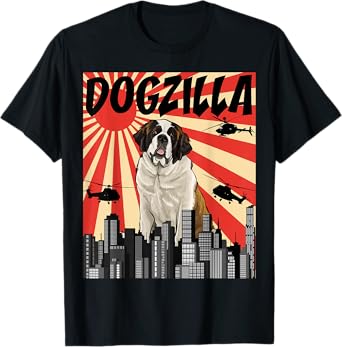 Funny Retro Japanese Dogzilla St. Bernard T-Shirt