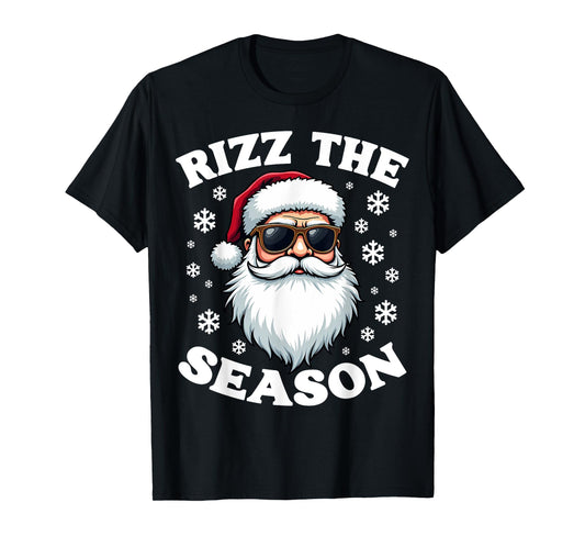 Rizz The Season Funny Christmas Charming Santa Silly Xmas T-Shirt