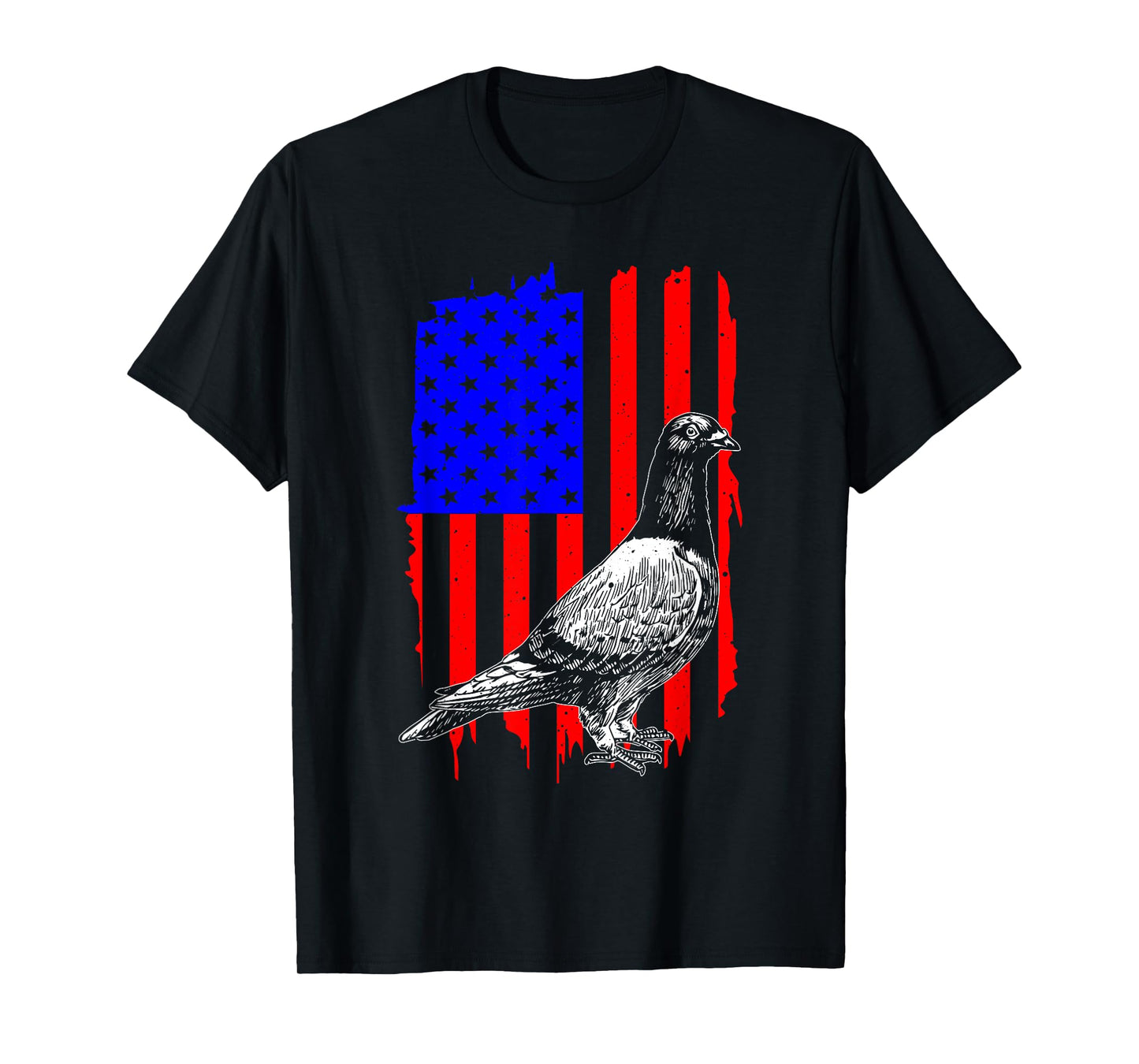 Cool Pigeon Design Men Women Patriotic US Flag Pigeon Lovers T-Shirt