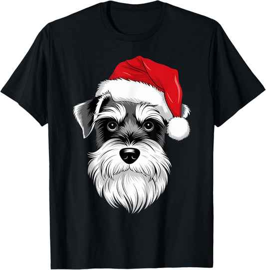 Mini Schnauzer Santa Dog on Miniature Schnauzer Christmas T-Shirt