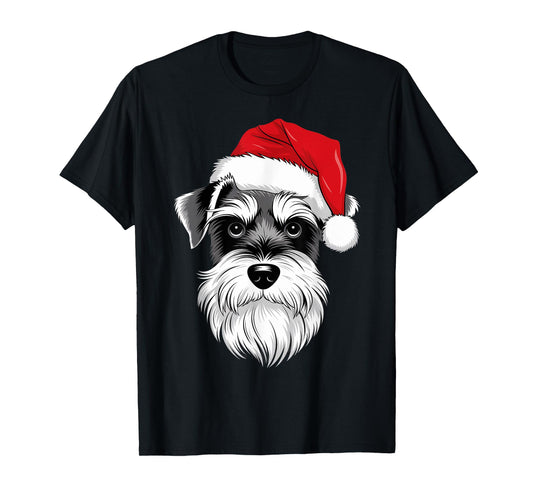 Mini Schnauzer Santa Dog on Miniature Schnauzer Christmas T-Shirt