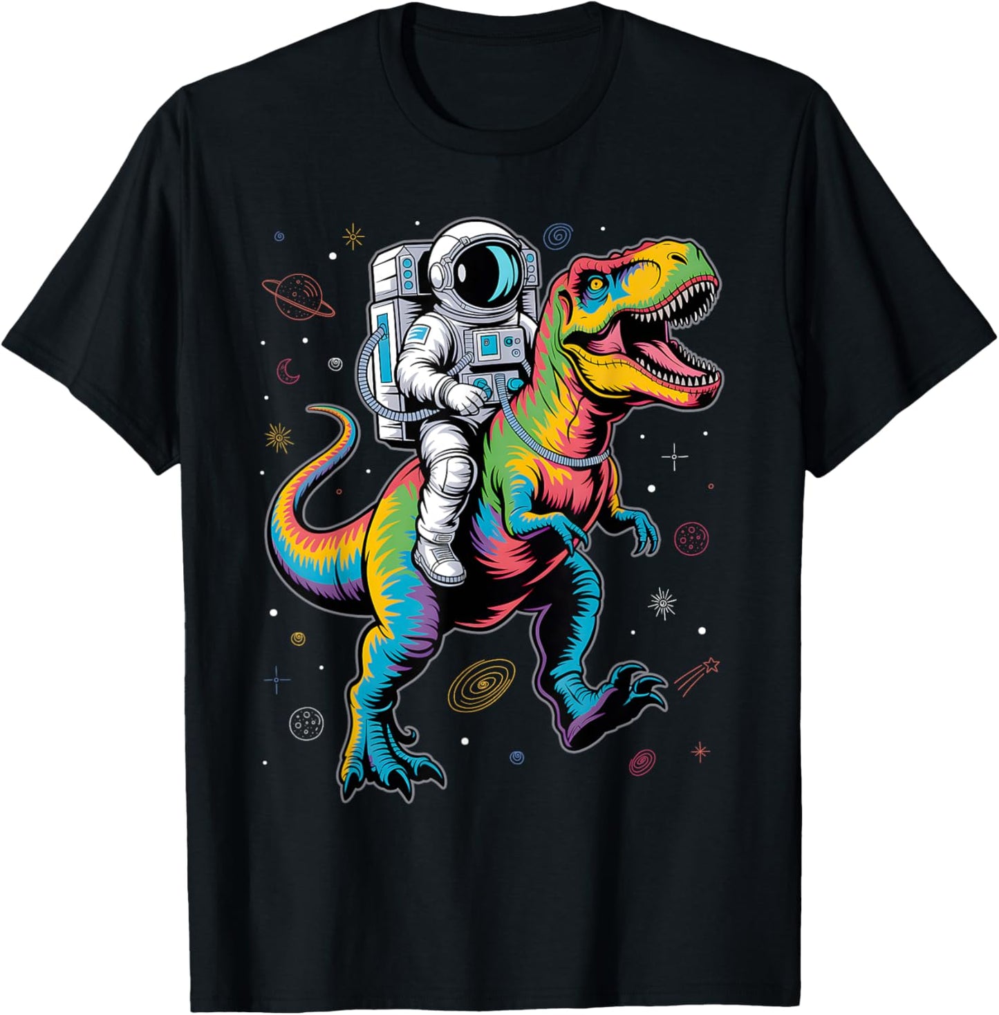 Astronaut Riding T-Rex Dinosaur Astro T-Rex Space T-Shirt