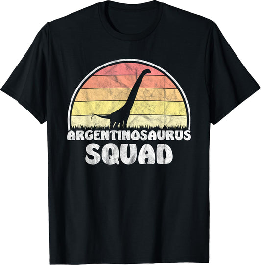 Argentinosaurus Squad - Retro Sunset Dinosaur T-Shirt