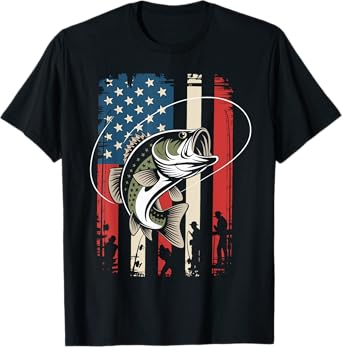 4th of July Fishing American Flag Funny Fishing & Fisherman T-Shirt