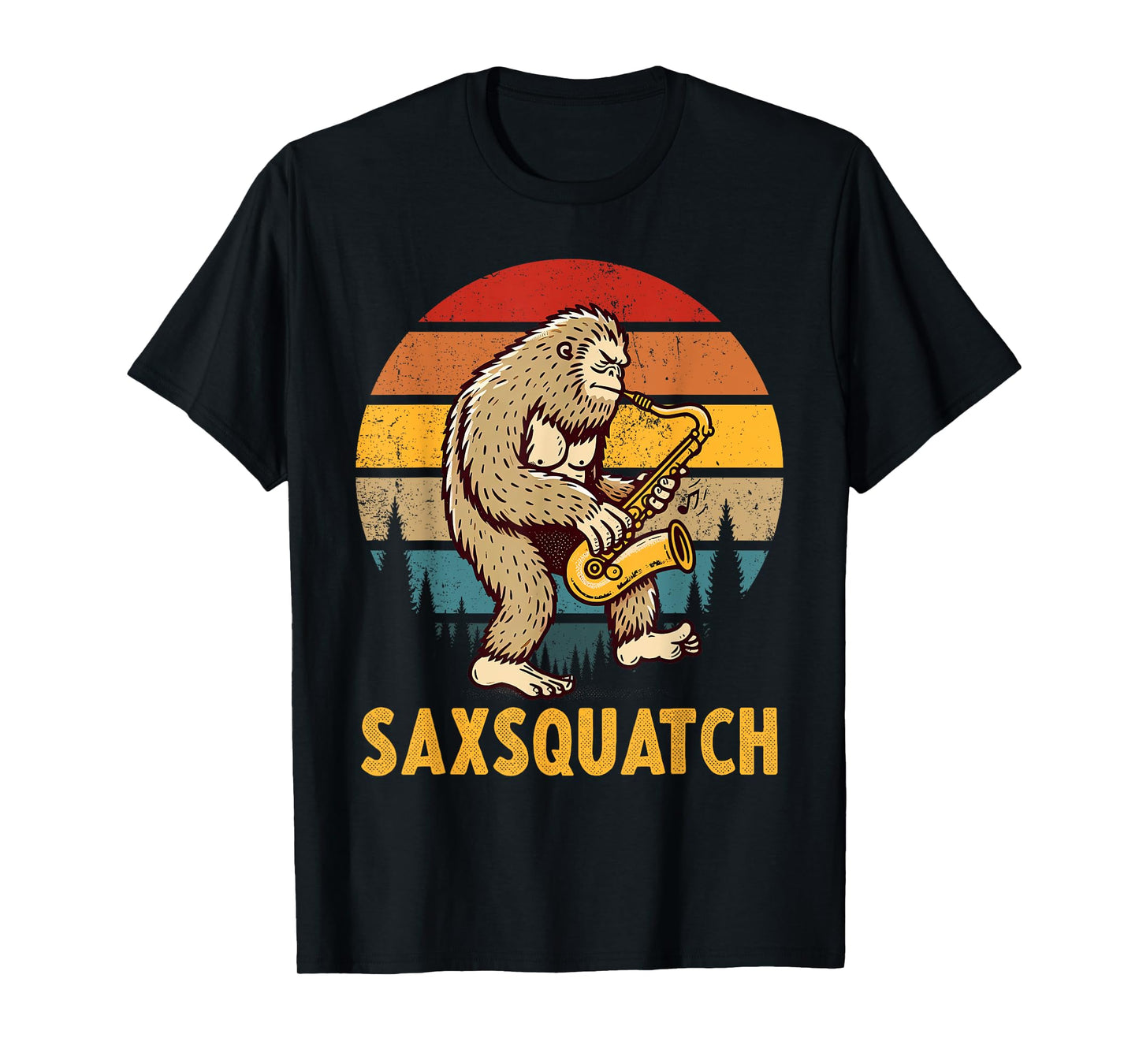 Funny Bigfoot Saxophone Player Marching Band Saxsquatch T-Shirt