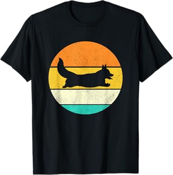 Cardigan Pembroke Welsh Corgi Silhouette Retro Vintage Gift T-Shirt