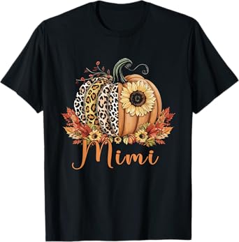 Thanksgiving Leopard Pumpkin and Sunflower Mimi T-Shirt