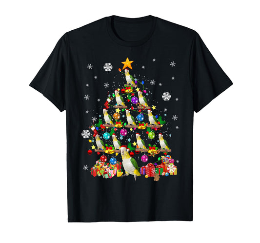 Santa Caique Birds Christmas Tree Lights Santa Parrots Birds T-Shirt