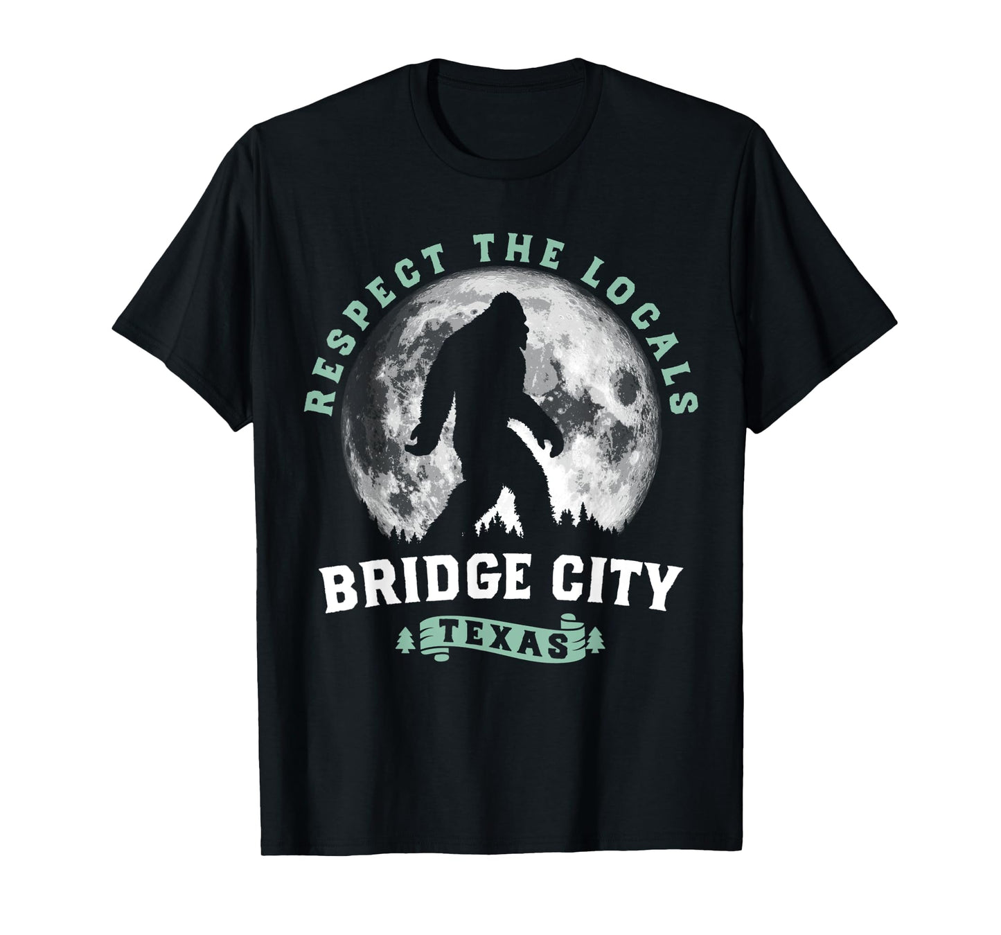 Bridge City Texas Bigfoot Night Walk Retro Moon T-Shirt