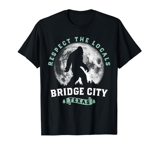 Bridge City Texas Bigfoot Night Walk Retro Moon T-Shirt