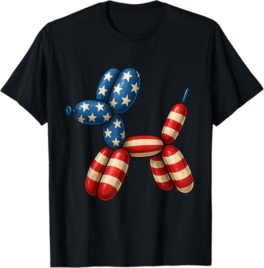 Patriotic Balloon Dog 4th of July American Flag USA T-Shirt