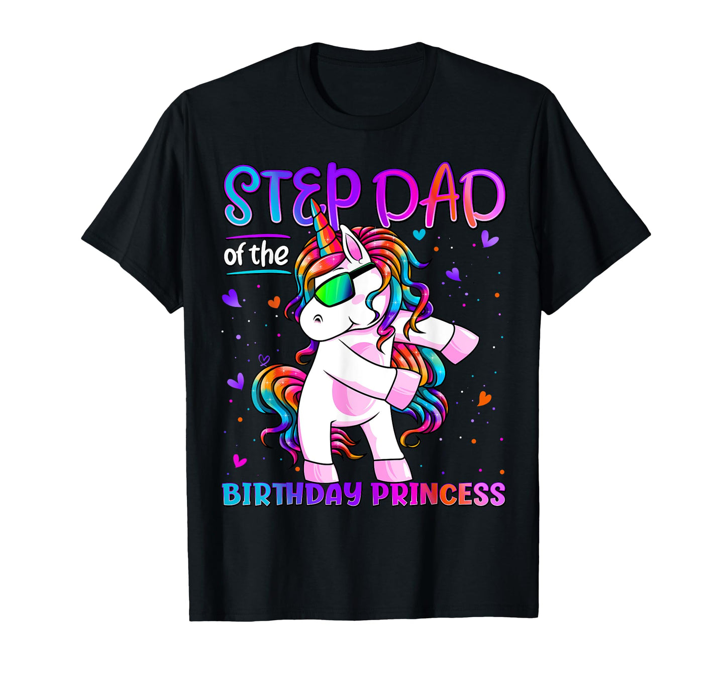 Step Dad of the Birthday Princess Flossing Unicorn Step Dad T-Shirt
