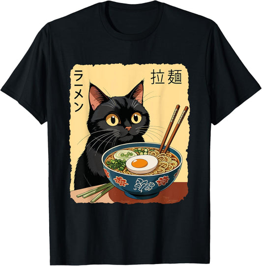 Cute Cat Ramen Funny Japanese Kawaii Anime Cat Noodles Lover T-Shirt