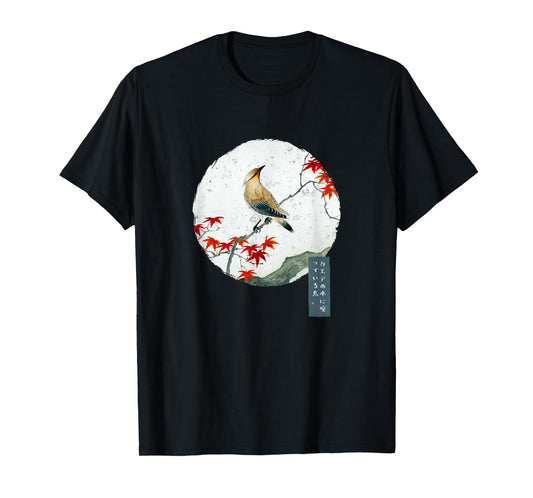Bird On Maple Tree Japanese Retro Vintage Japan Art Kanji T-Shirt