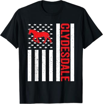 American Flag Horse Riding Clydesdale Horse T-Shirt for Women Kids Men