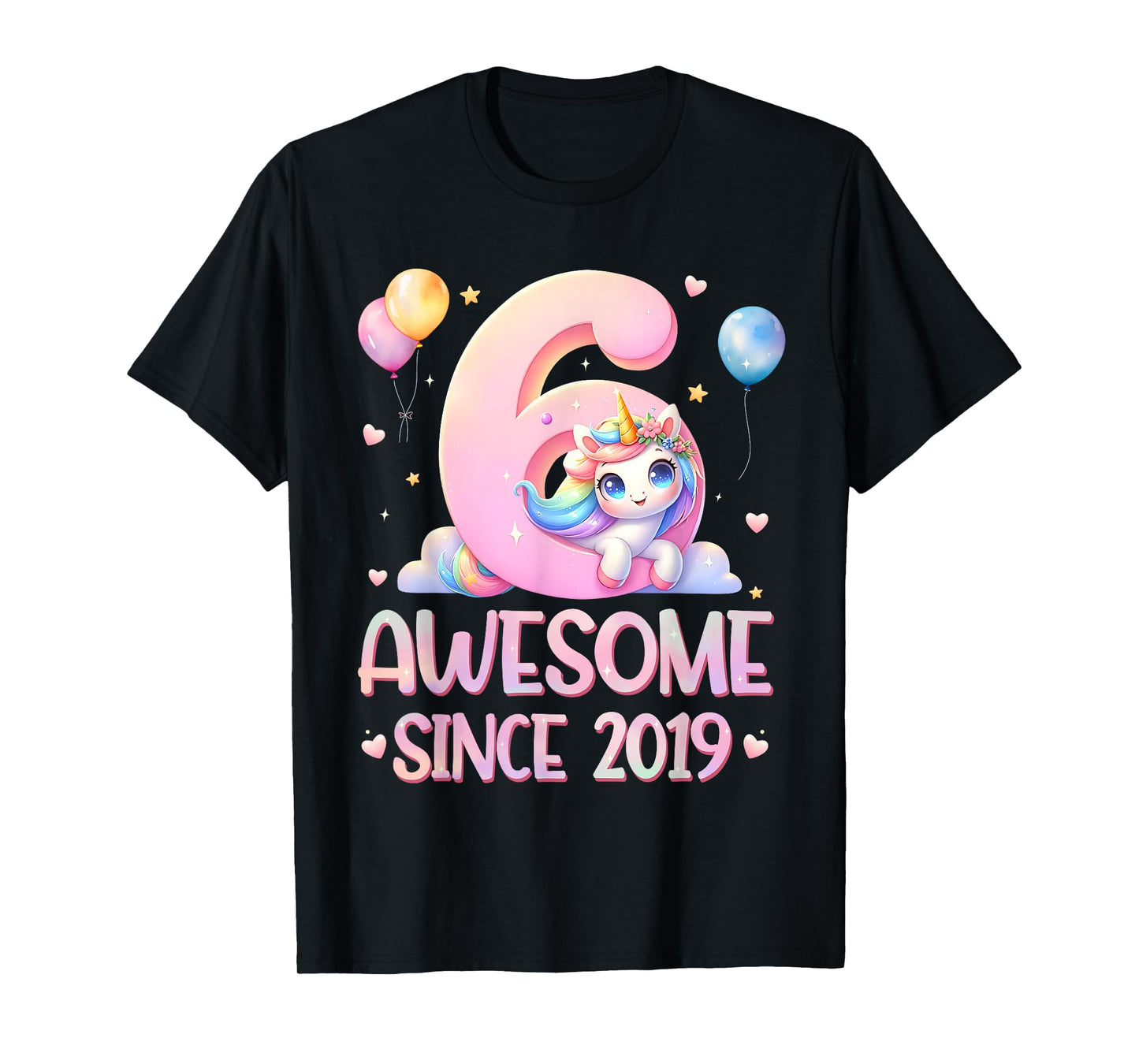 Unicorn 6th Birthday 6 Year Old Unicorn Party Girls Outfit T-Shirt