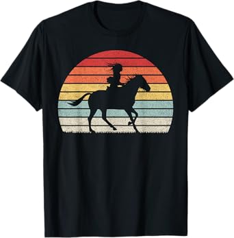 Retro Vintage Girl Horse Riding T-Shirt