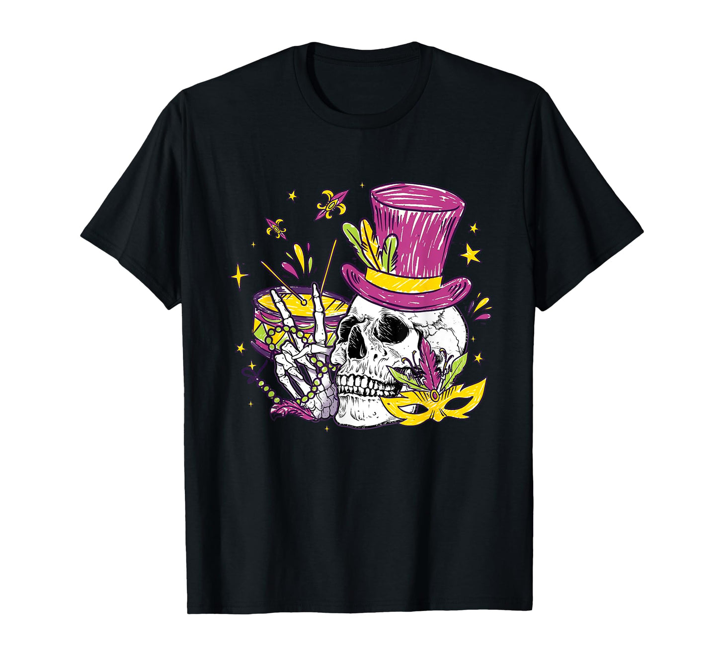 Funny Sugar Skull Mardi Gras Party Apparel Men Women Kids T-Shirt