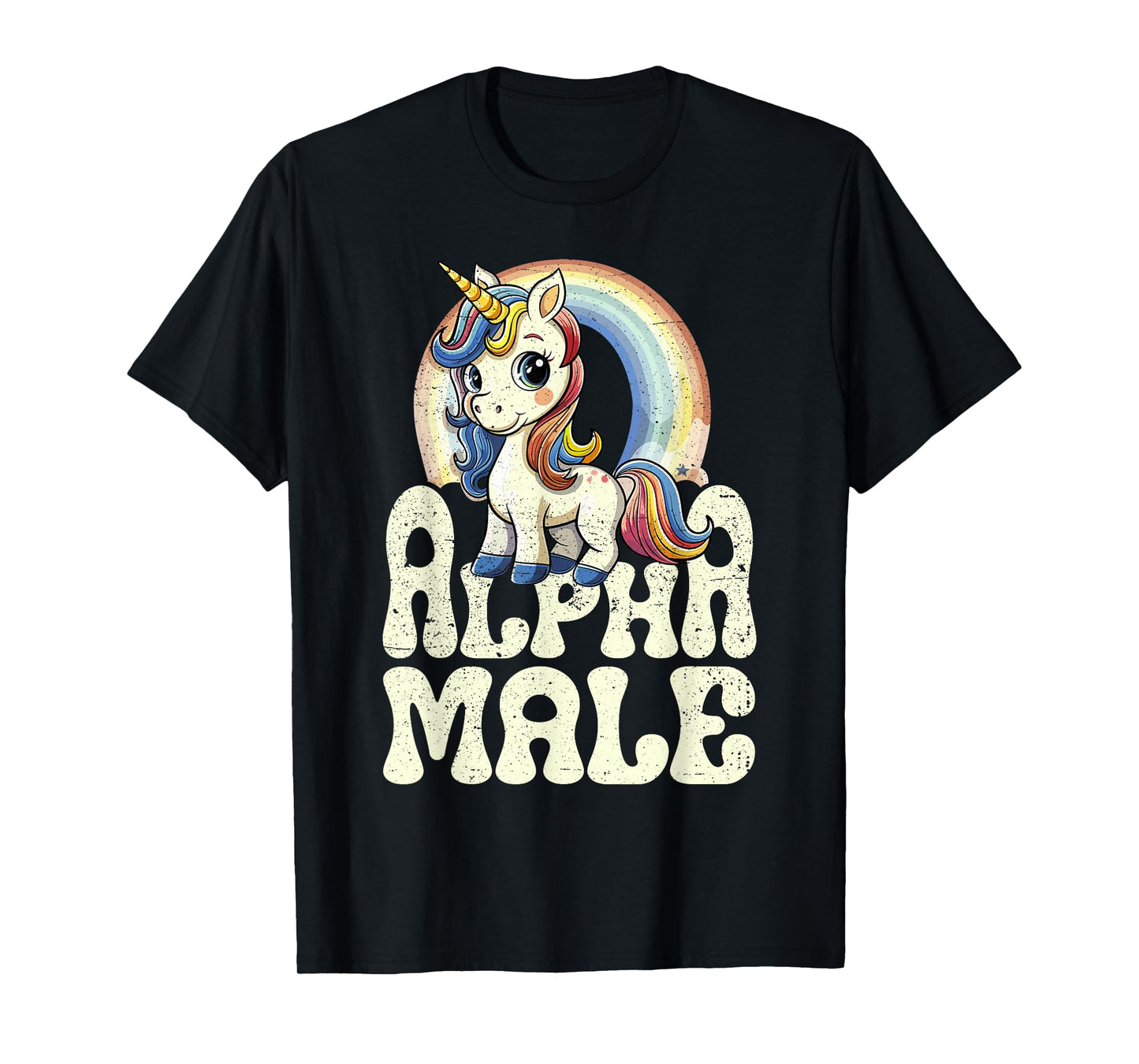 Alpha Male Unicorn Funny Sarcastic Ironic Weird Y2K Humor T-Shirt