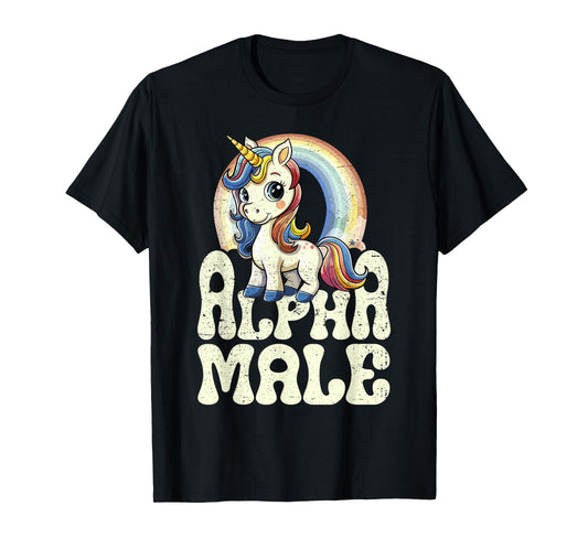 Alpha Male Unicorn Funny Sarcastic Ironic Weird Y2K Humor T-Shirt