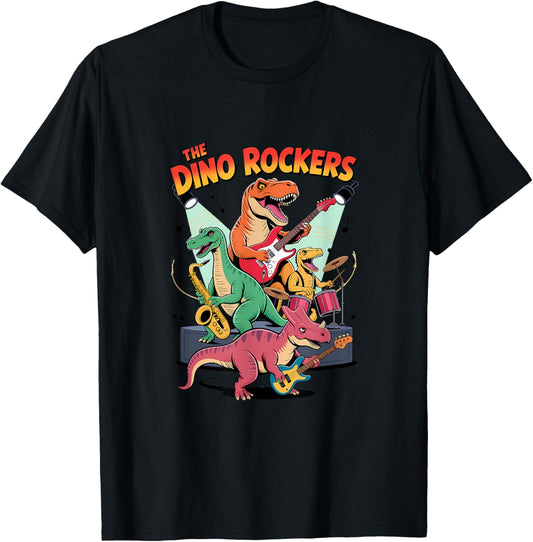 The Dino Rockers – Funny Dinosaur Band Music T-Shirt