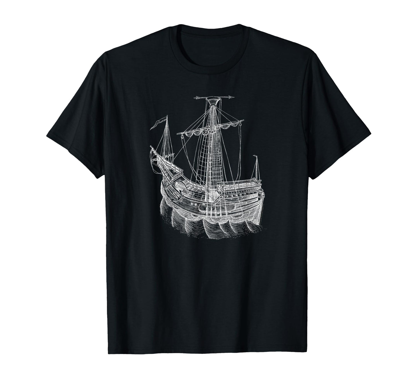 Vintage Historical Sailing Ship Drawing Sailing Ship T-Shirt