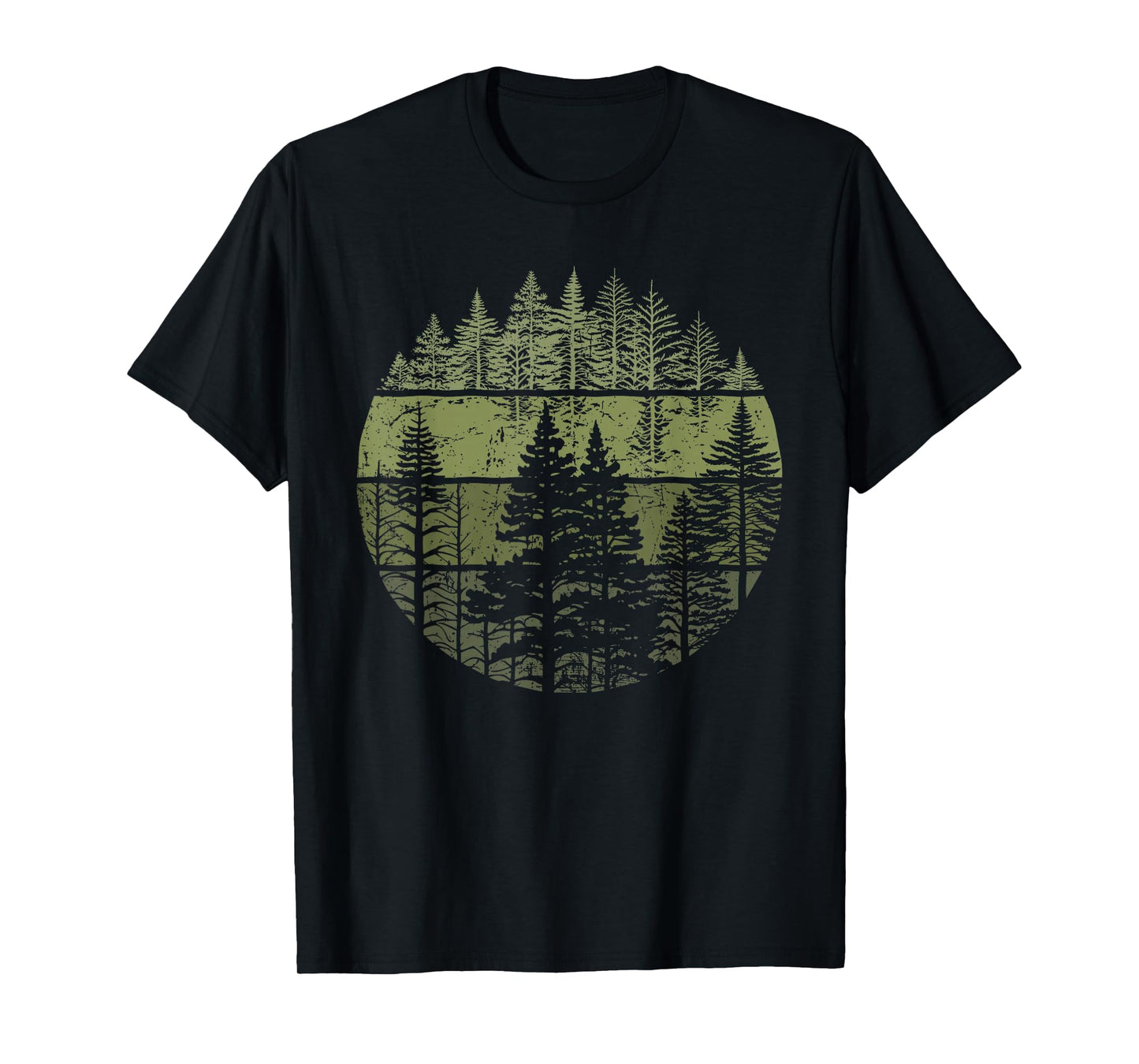 Retro Forest Trees Nature Outdoors Women Men Vintage Graphic T-Shirt
