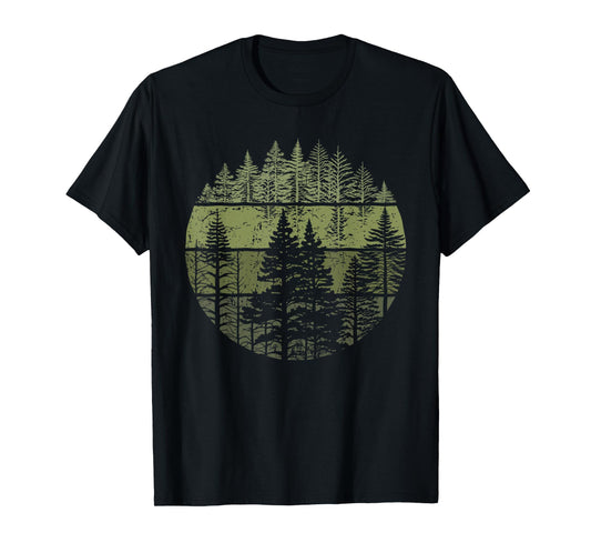 Retro Forest Trees Nature Outdoors Women Men Vintage Graphic T-Shirt