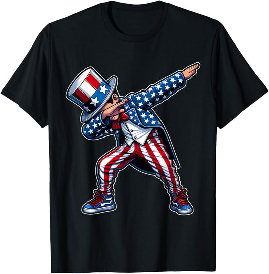 Dabbing Boy Funny 4th of July Patriotic Design T-shirt