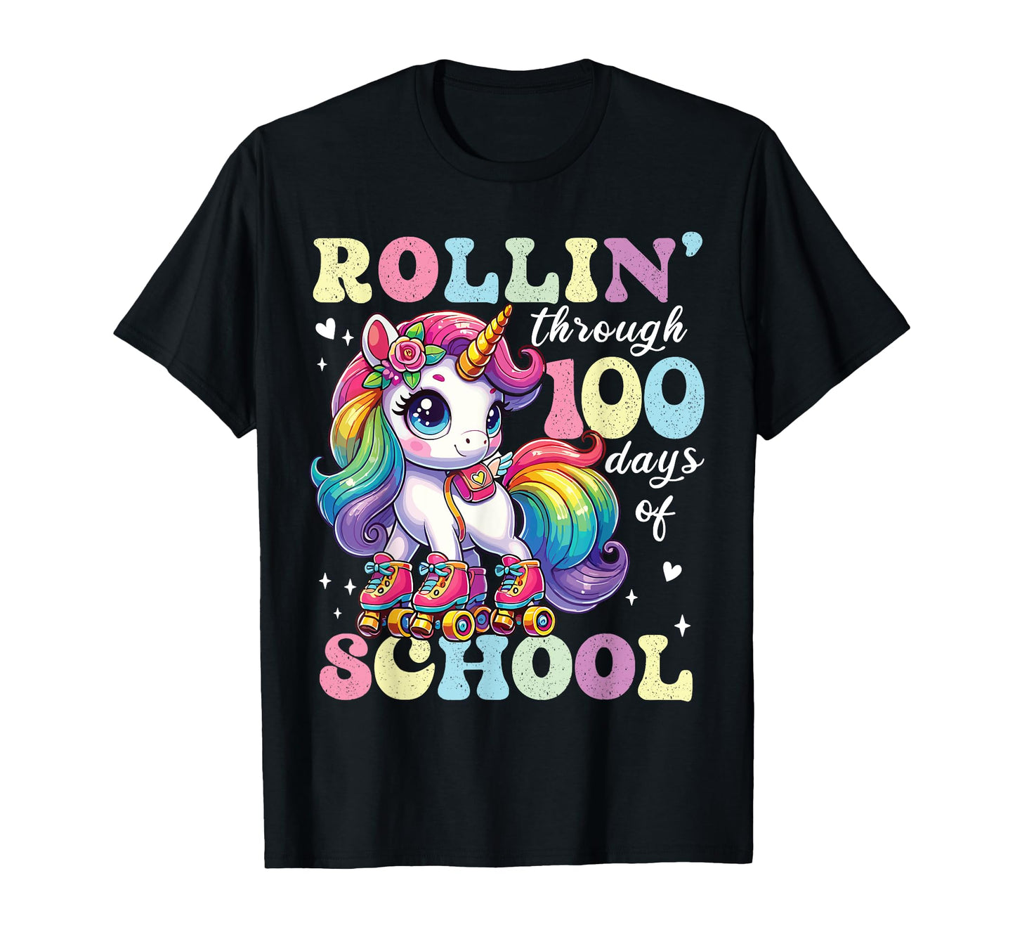 Cute 100 Days of School Girls Unicorn 100th Day School kids T-Shirt